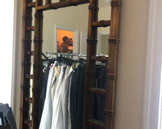 Carved wood "Bamboo" mirror vintage
