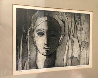 70's modernist ethching pencil signed and numbered