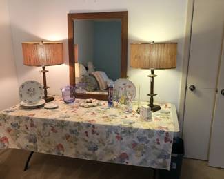 Mid century modern lamps, mirror, decor