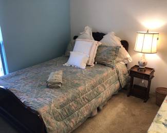 Drexel Headboard and footboard, bed, side table and lamp