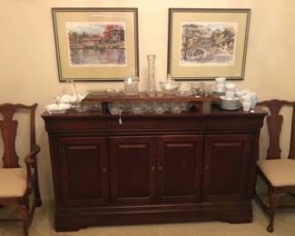 Thomasville sideboard, crystal, Dining chairs