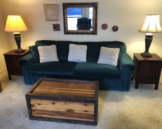 Sleeper sofa, end tables, lamps, chest