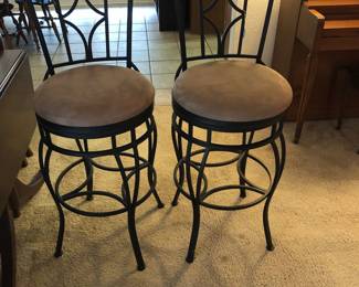 Metal stools, suede feel cushion