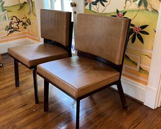 Moura Starr Leather & Lacquered Mahogany Chairs~ $595 Each