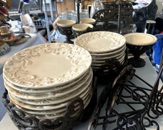 GG Collection Acanthus Stoneware ceramic dining and kitchen set.