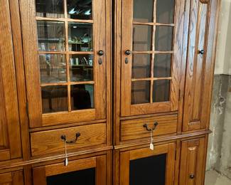 Pair of solid wood cabinets.