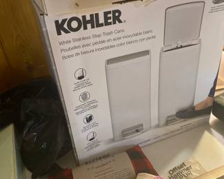 Kohler white stainless step trash can 2