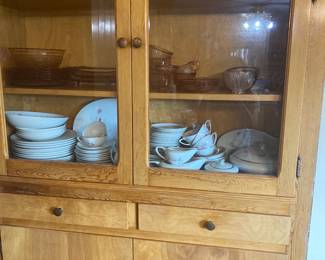 2 sets of dishes, one set pink antique and other is Golden Rose