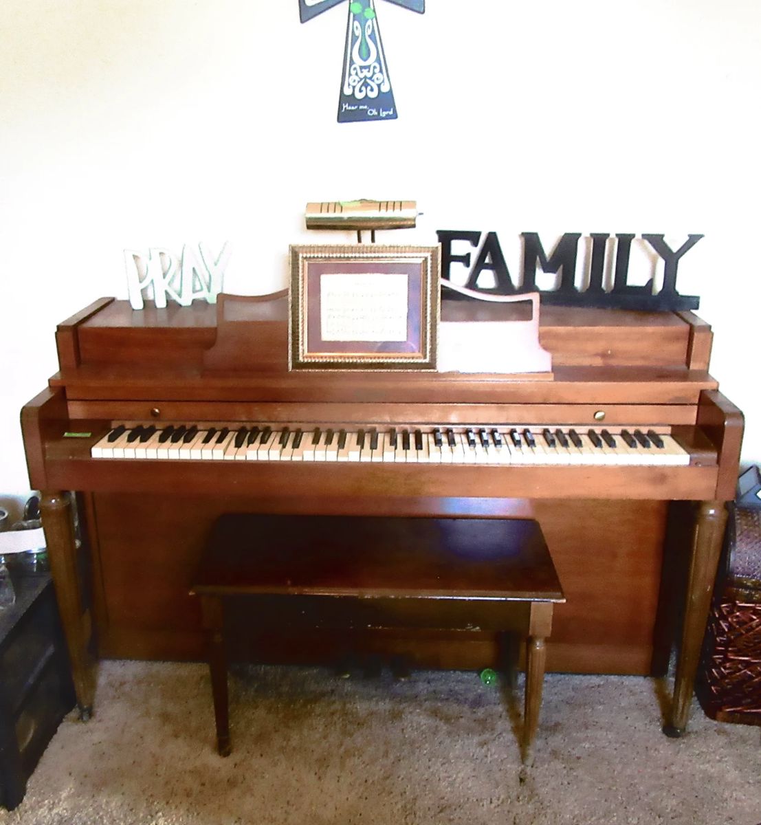 Howard Spinet piano, doe need TLC, selling as shown.