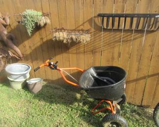 Wall planters, commercial spreader.