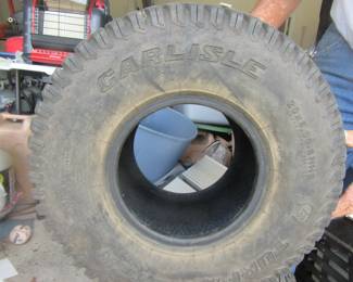 One of three new rear tires for zero turn mower.