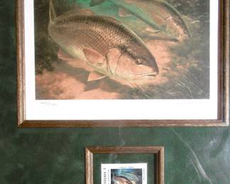 Limited edition signed and numbered Red Fish Print and stamp.