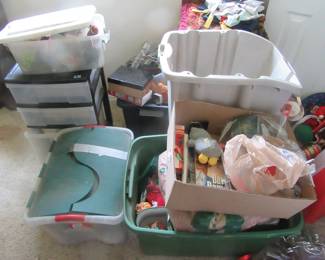 Christmas items still unpacked.