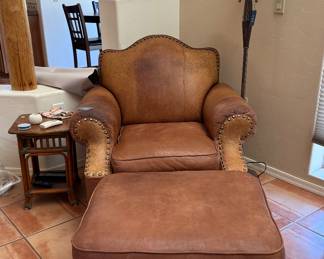 Leather Club Chair and ottoman