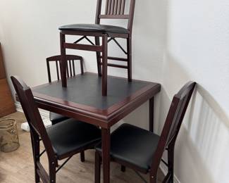 Nice folding wood card table and chairs