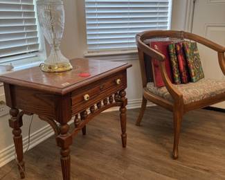 Vintage chair, lamp and side table