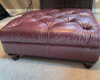 Kravet all leather Dark burgundy ottoman in great condition, no rips/tears. $200