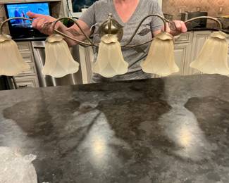 TriArch 5 piece bath light fixture in bronze. $75