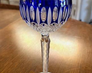 Waterford crystal Clarendon Cobalt blue goblets, in perfect condition; $275 for pair.