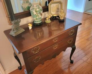 Hickory Chair Co. Cherry Two Drawer side Table with Queen Ann legs