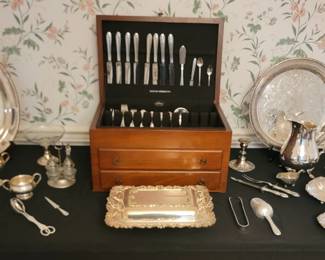 Silver Plant Items and Rogers Bros Flatware Set