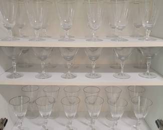 Fostoria Crystal Stemware with Silver Rim