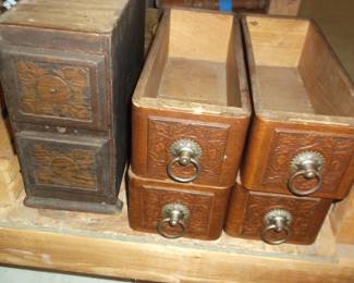 Vintage sewing machine drawers