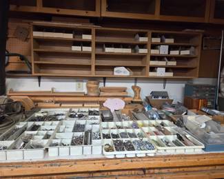 Nails, screws, drawer pulls, bolts, 