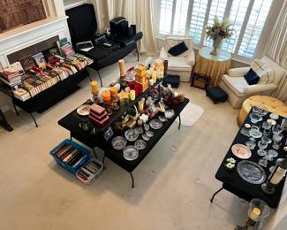 Books and glassware in the living room