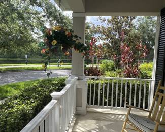 Hanging basket and rocking chair
