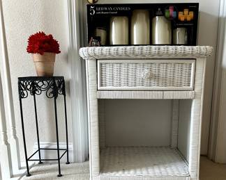 Wicker table and various decor