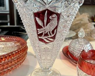 Vintage cranberry glassware