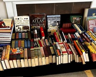 Hundreds of books. Lots of military, war, history and religious books as well as classics.