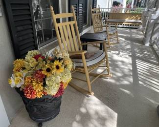 Outdoor rocking chairs and planter (swing is staying with the home).