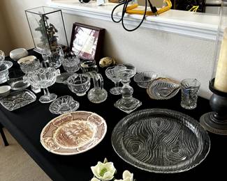 Tables of glassware