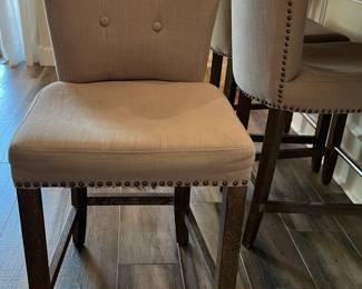 Bar Stools w Nailhead Finish and Footrest Set/3