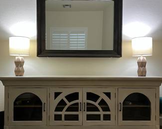 Glass Front Buffet, Wall Mount Mirror, (LAMPS NOT INCLUDED)
