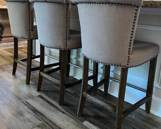 Bar Stools w Nailhead Finish and Footrest Set/3