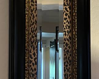 Leopard Print Framed Mirror x 2