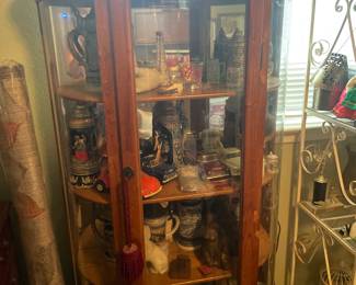 Oak China Cabinet full of collectibles