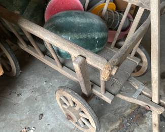 Antique wooden Wagon with wooden Watermelon