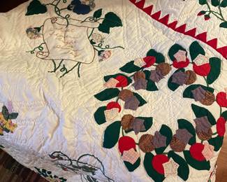 Vintage hand appliquéd quilt, some others not shown, haven’t looked at them yet but seem more of the cutter kind. This one is really nice.