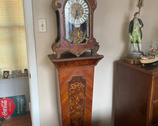 Tiffany Boulle Clock with Marquetry Base