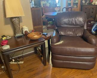 Comfy Recliner, Side Table, Lamp, etc
