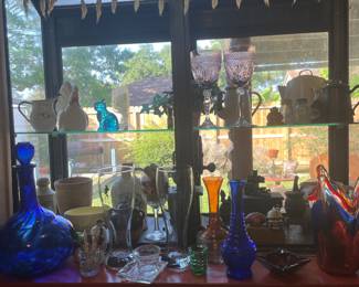 Misc colored glass and Collectibles
