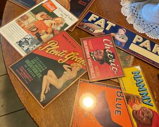 Vintage advertising in glass frames