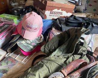 Not sorted hats and clothes