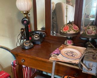 Vintage Telephones , vanity with swivel mirror