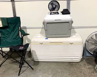 Coolers, Weber, Fans & folding chairs