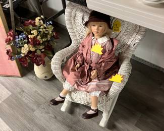 Doll and wicket doll chair
